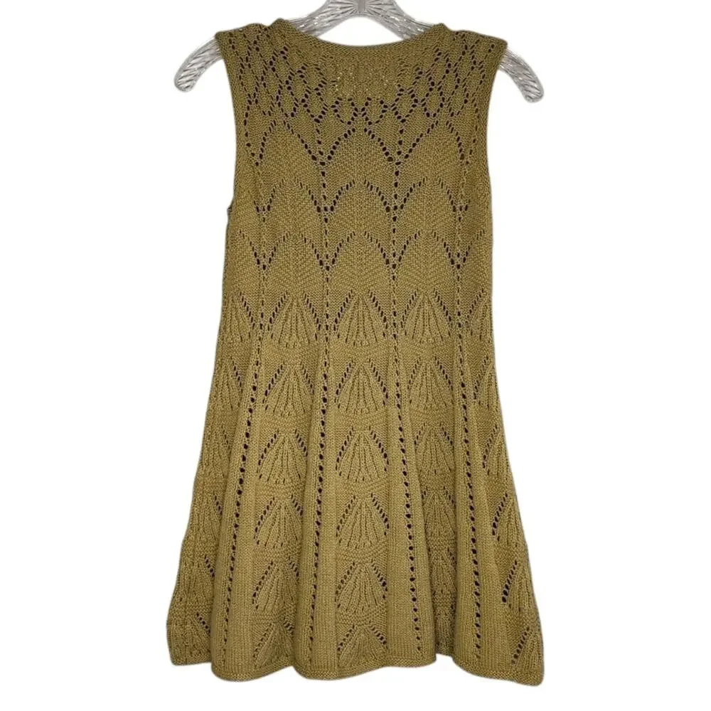 Anthropologie Angel of the North Sleeveless Sweater Tunic in mustard, size XS
